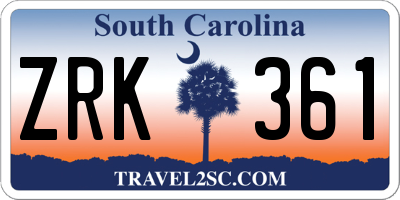 SC license plate ZRK361