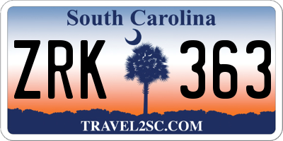 SC license plate ZRK363