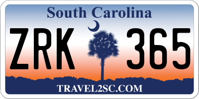 SC license plate ZRK365