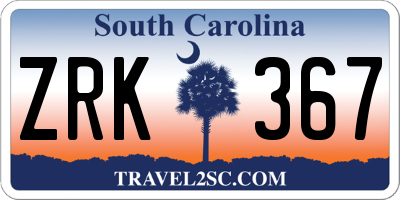 SC license plate ZRK367