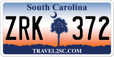 SC license plate ZRK372