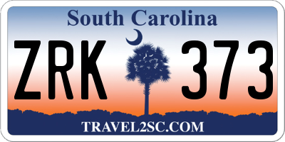 SC license plate ZRK373