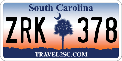 SC license plate ZRK378