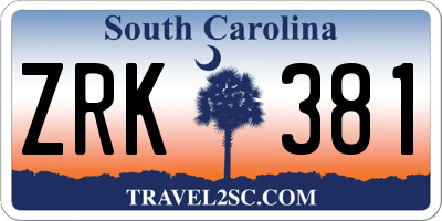 SC license plate ZRK381