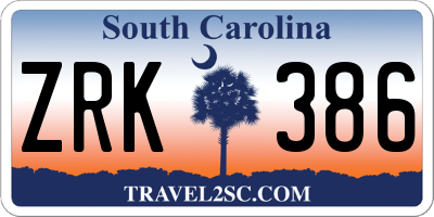 SC license plate ZRK386