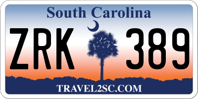 SC license plate ZRK389