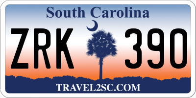 SC license plate ZRK390