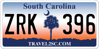 SC license plate ZRK396