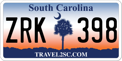 SC license plate ZRK398