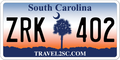 SC license plate ZRK402