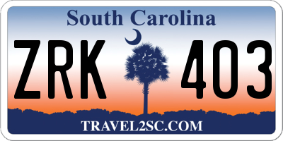 SC license plate ZRK403