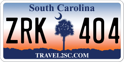 SC license plate ZRK404