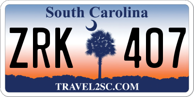SC license plate ZRK407