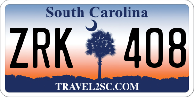SC license plate ZRK408