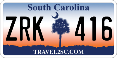 SC license plate ZRK416