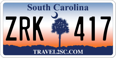 SC license plate ZRK417