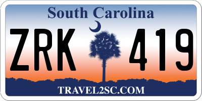 SC license plate ZRK419