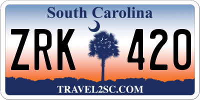 SC license plate ZRK420