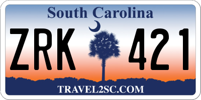 SC license plate ZRK421