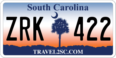 SC license plate ZRK422