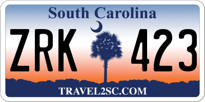 SC license plate ZRK423