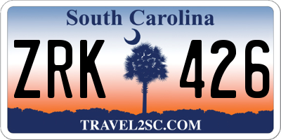 SC license plate ZRK426