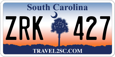 SC license plate ZRK427