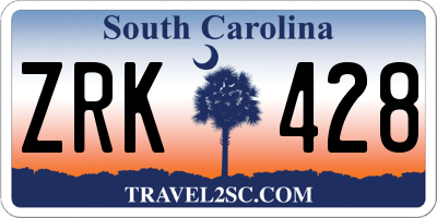 SC license plate ZRK428
