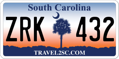 SC license plate ZRK432