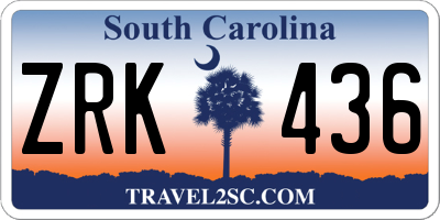 SC license plate ZRK436