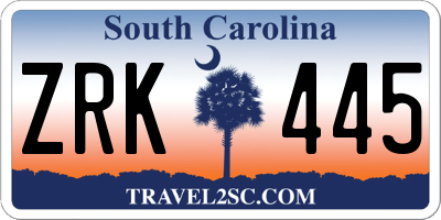 SC license plate ZRK445