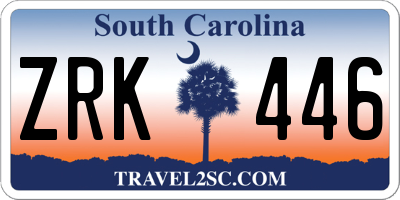 SC license plate ZRK446