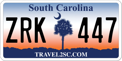 SC license plate ZRK447