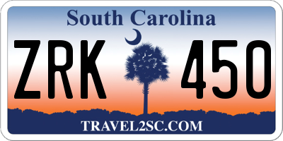 SC license plate ZRK450