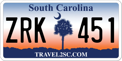 SC license plate ZRK451