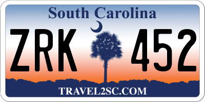 SC license plate ZRK452
