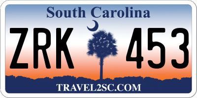SC license plate ZRK453