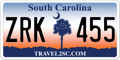 SC license plate ZRK455