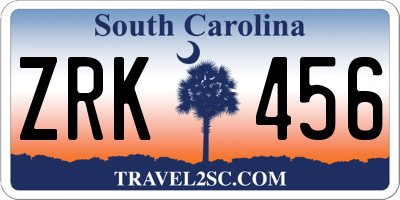 SC license plate ZRK456