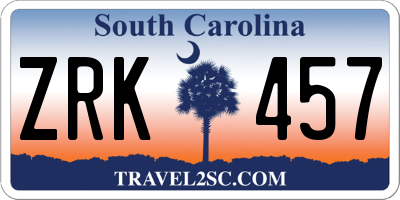 SC license plate ZRK457