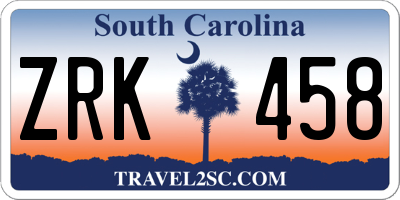 SC license plate ZRK458