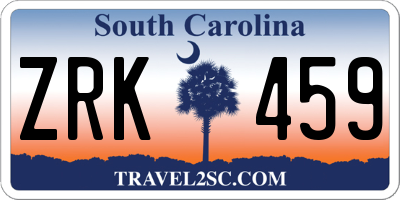 SC license plate ZRK459