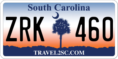 SC license plate ZRK460