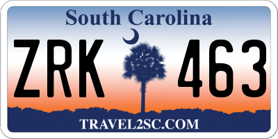 SC license plate ZRK463