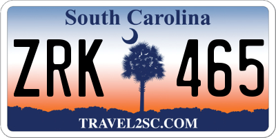 SC license plate ZRK465