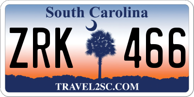 SC license plate ZRK466