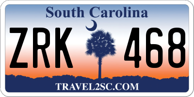 SC license plate ZRK468
