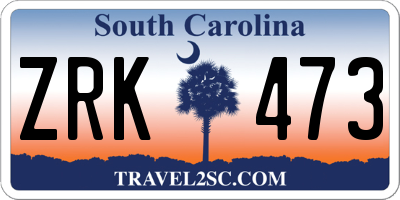 SC license plate ZRK473