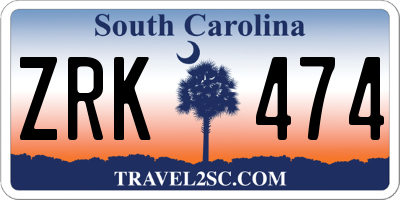 SC license plate ZRK474