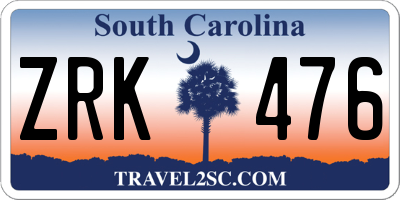 SC license plate ZRK476